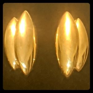 Gold Egg Wing Earrings.